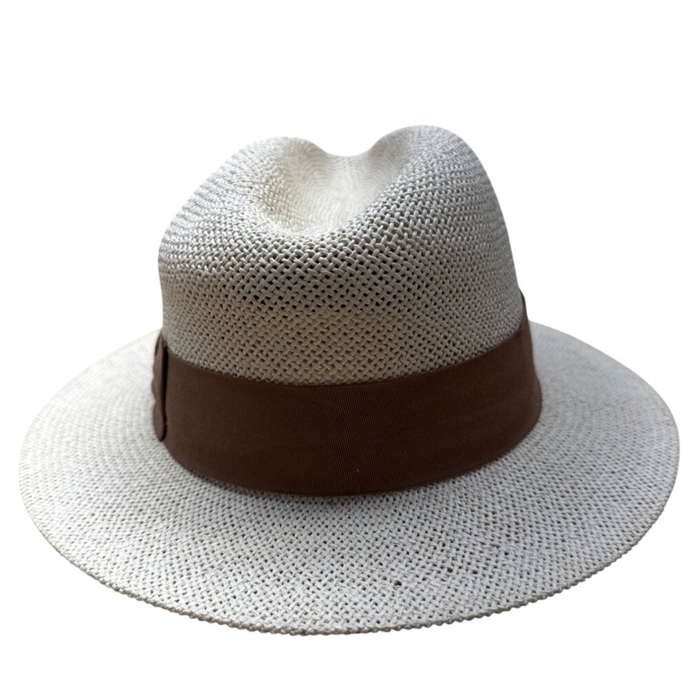 Indiana Jones Authentic Straw Fedora Hat With Brown Band Size Large - Picture 4 of 9